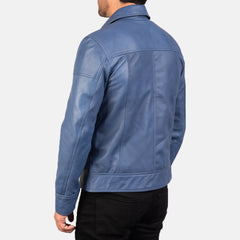 Lavendard Biker Jacket Made From Blue Leather