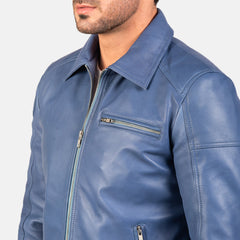 Lavendard Biker Jacket Made From Blue Leather