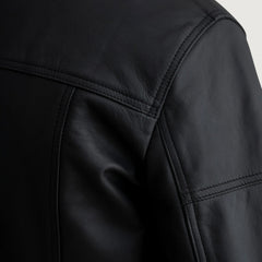 Lavendard Matte Black Leather Biker Jacket