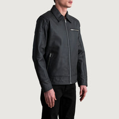 Lavendard Matte Black Leather Biker Jacket