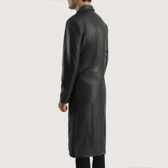 Mateo Single Breasted Leather Coat In Black