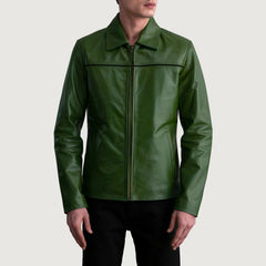 Shadowveil Mystical Green Leather Jacket