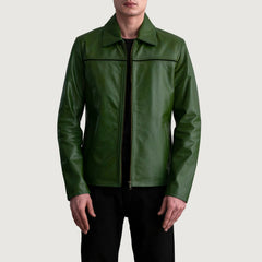 Mystical Leather Jacket In Green