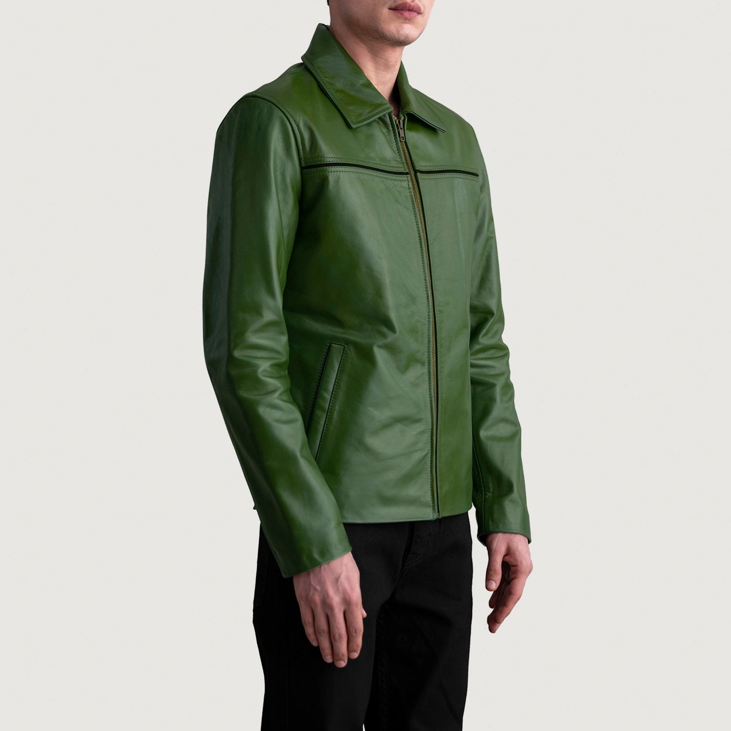Shadowveil Mystical Green Leather Jacket