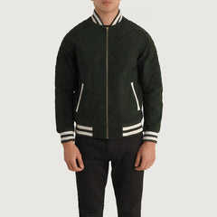 Pascal Suede Varsity Jacket In Green