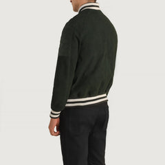 Pascal Suede Varsity Jacket In Green