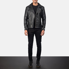 Raiden Leather Biker Jacket In Black