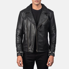 Raiden Leather Biker Jacket In Black