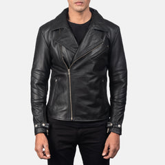 Raiden Leather Biker Jacket In Black