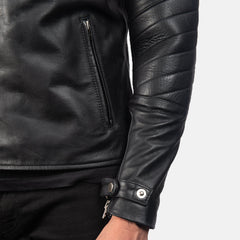 Raiden Leather Biker Jacket In Black