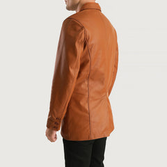 Ray Cutler Leather Blazer In Tan Brown