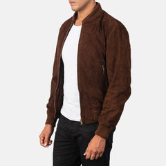Shane Suede Bomber Jacket In Mocha