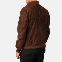Shane Suede Bomber Jacket In Mocha