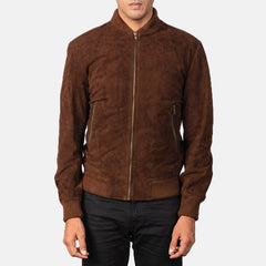 Shane Suede Bomber Jacket In Mocha