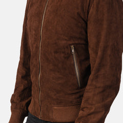 Shane Suede Bomber Jacket In Mocha