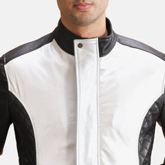 Spade Leather Bomber Jacket In Silver Black