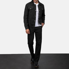 Stallon Suede Trucker Jacket In Black