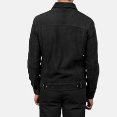 Stallon Suede Trucker Jacket In Black