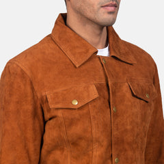 Stallon Suede Trucker Jacket In Brown