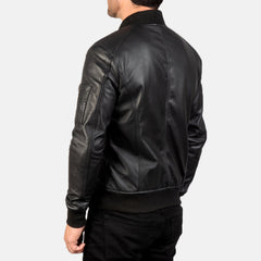 Bomia Ma-1 Black Leather Bomber