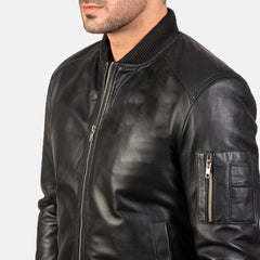 Bomia Ma-1 Black Leather Bomber