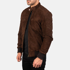 Classic Dark Brown Suede Bomber Always in Style
