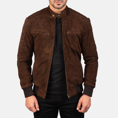 Sven Suede Bomber Jacket In Mocha