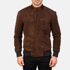 Sven Suede Bomber Jacket In Mocha