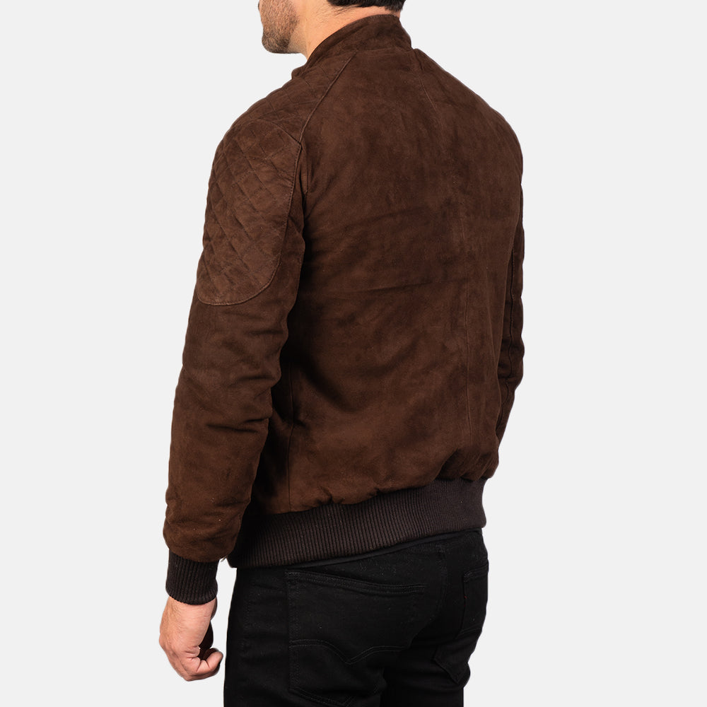 Classic Dark Brown Suede Bomber Always in Style