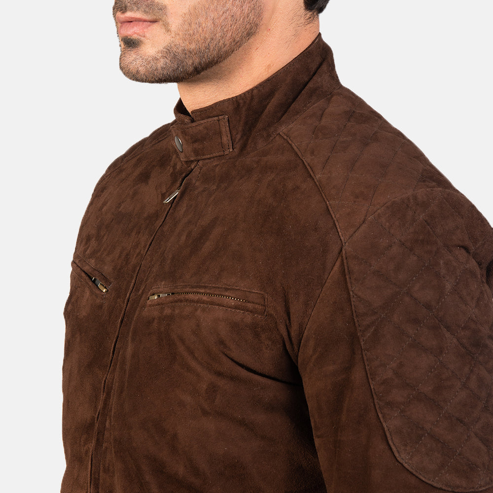 Classic Dark Brown Suede Bomber Always in Style