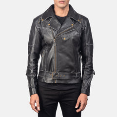 Vincent Leather Biker Jacket In Black