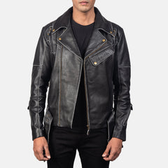 Vincent Leather Biker Jacket In Black