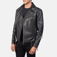 Vincent Leather Biker Jacket In Black