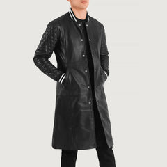 Wilde Leather Varsity Coat In Black
