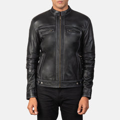 Youngster Leather Biker Jacket In Black