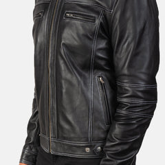 Youngster Leather Biker Jacket In Black
