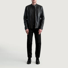Zen Leather Biker Jacket In Black