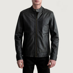 Zen Leather Biker Jacket In Black