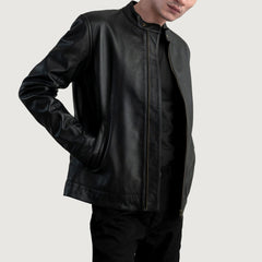 Zen Leather Biker Jacket In Black