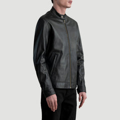 Zen Leather Biker Jacket In Black