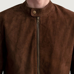 Zen Suede Biker Jacket In Brown