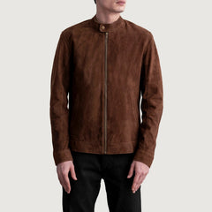 Zen Suede Biker Jacket In Brown