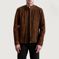 Zen Suede Biker Jacket In Brown