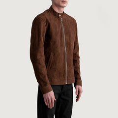 Zen Suede Biker Jacket In Brown