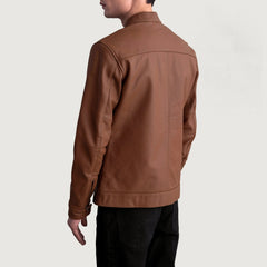 Zen Matte Leather Biker Jacket In Brown