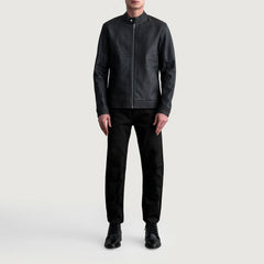 Zen Tumbled Leather Biker Jacket In Black