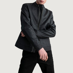 Zen Tumbled Leather Biker Jacket In Black