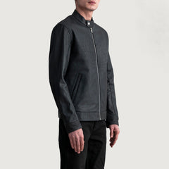 Zen Tumbled Leather Biker Jacket In Black