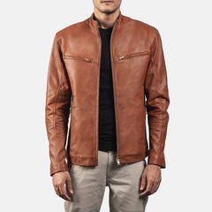 Ionic Biker Jacket Made From Brown Leather