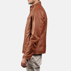 Ionic Biker Jacket Made From Brown Leather
